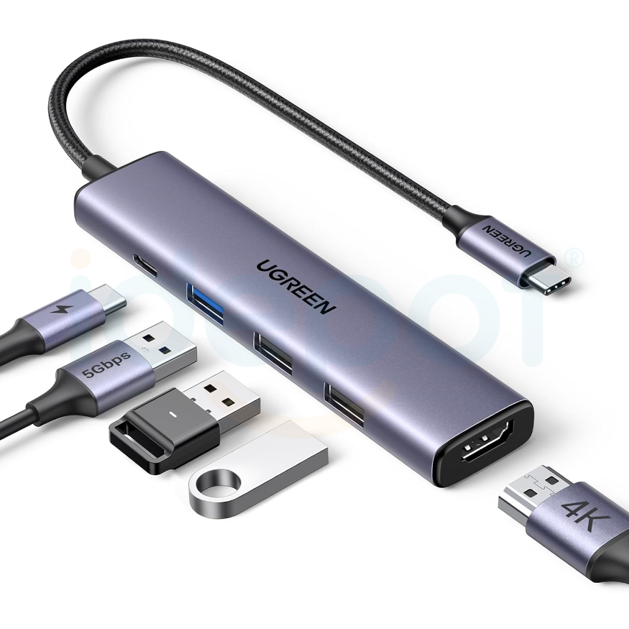 Adaptador Hub Ugreen Multipuerto USB-C 5 en 1